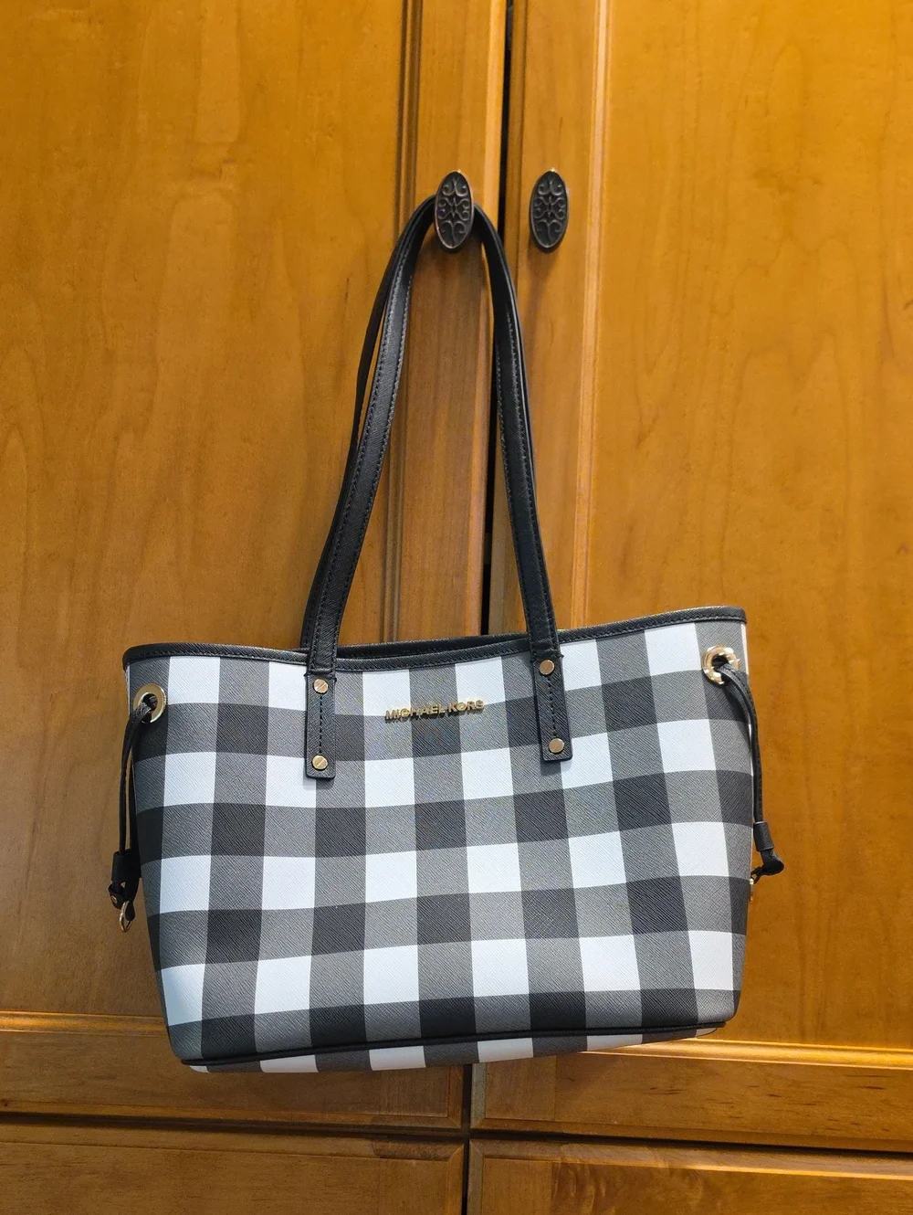 Michael Kors Black and White Checkered Tote